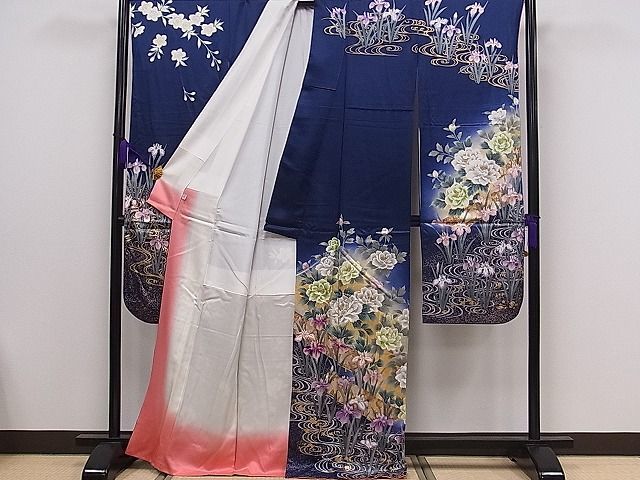 ★おまとめ売り★ 平和屋着物□豪華振袖 流水扇面花文 暈し染め 金銀彩 鈴乃屋扱い 正絹