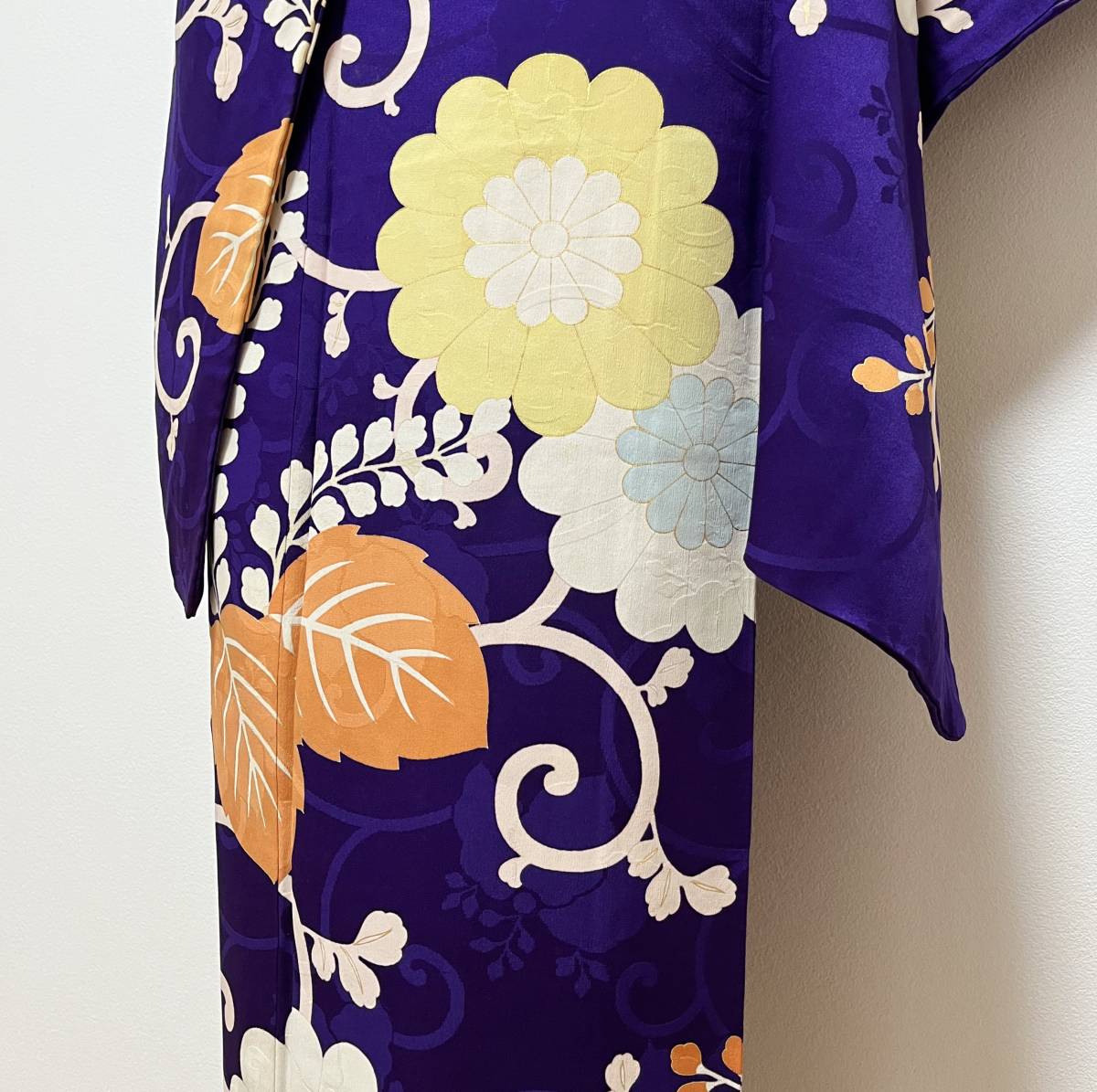 訪問着 紫 袷 | 濃紫 洗える着物] 東レ 四季草花文様 日本製 kimono tento
