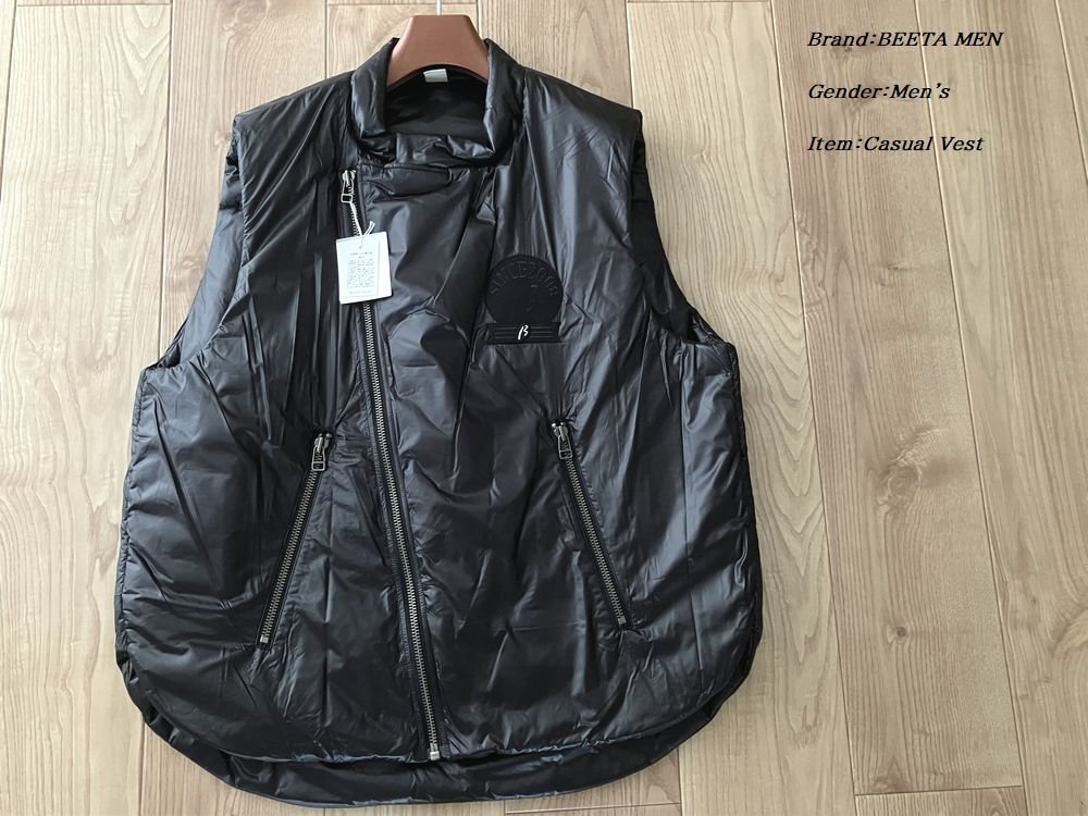 新品 COMME CA BEETA MEN ベータメン【Japan Made】中綿ナイロンオーバーベスト 05ブラック Lサイズ 08DA02 定価42，900円