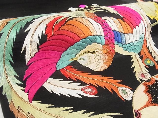平和屋-こころ店□極上 アンティーク 大正ロマン 九寸名古屋帯 総刺繍 人物