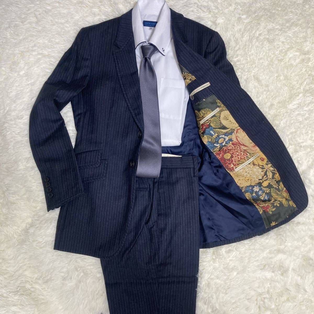 スーツ ポールスミス Smith Paul 花柄 セットアップ 希少 ネイビー 