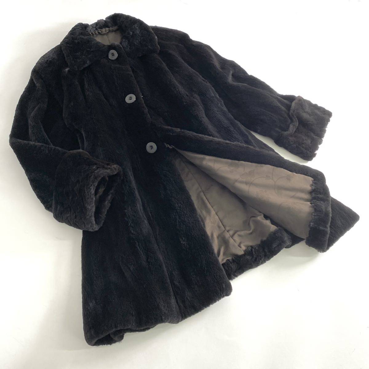 EMBA◇美品◇シェアードミンク◇Aライン◇ロングコート◇ミッドナイト 