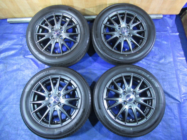 激安即決！weds 14-4.5J 4H/100 ET45 + 155/65R14 2022年製 中古4本！ タント ワゴンR ムーヴ ウエイク デイズ スペーシア T007814