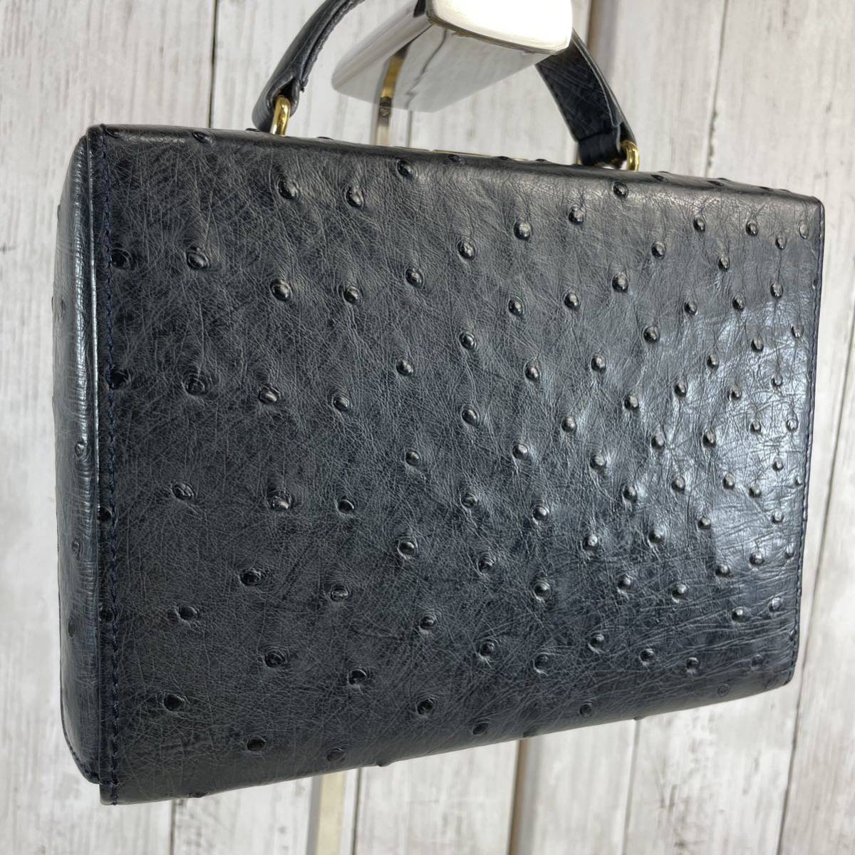 バリー ハンドバッグ オーストリッチ BALLY レザー 黒 | VINTAGE