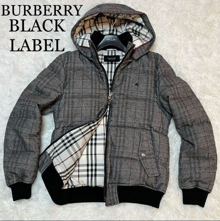 極美品BURBERRY BLACKLABELホースロゴ刺繍 羊毛2WAYホワイトグース 高級ブルゾン☆BURBERRYブラックレーベル☆　（60