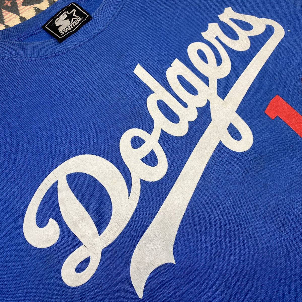 ドジャース移籍後初の白星を飾る！ 祝!大谷翔平MLBドジャース入団!激レア90s Vintage95年度当時品STARTER MADE IN  USA製クリーニング済NOMO#16野茂英雄スウェット トレーナーM 大谷翔平選手「ロサンゼルス
