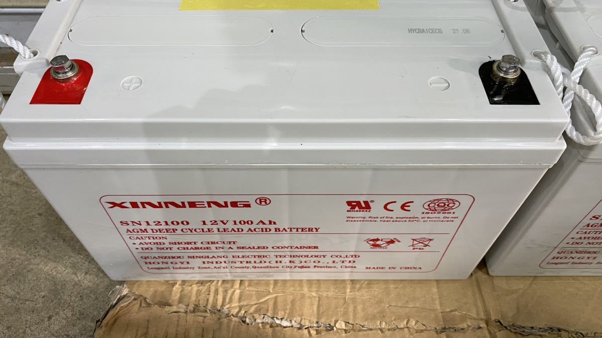 送料無料　② XINNENG SN12100 AGMバッテリー ディープサイクルバッテリー キャンピングカーサブバッテリー 21年8月製 中古　美品　CCA695