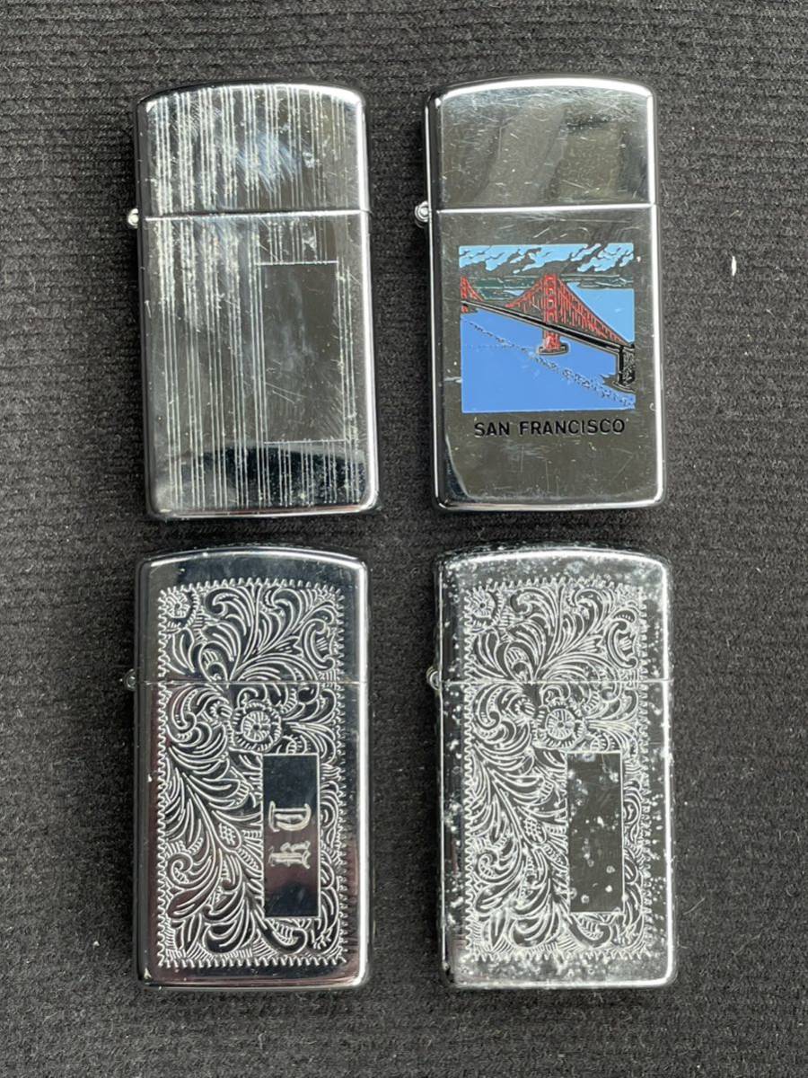 ZIPPO オイルライター サンフランシスコ ライン ベネチアン 4個セット 中古品 スリム