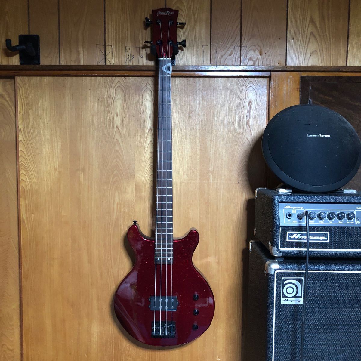 グラスルーツ　grass roots LUNA SEA J ベース　G-J-58TM glitter グリッター　赤ラメ　セイモアダンカン搭載品　リペア済み