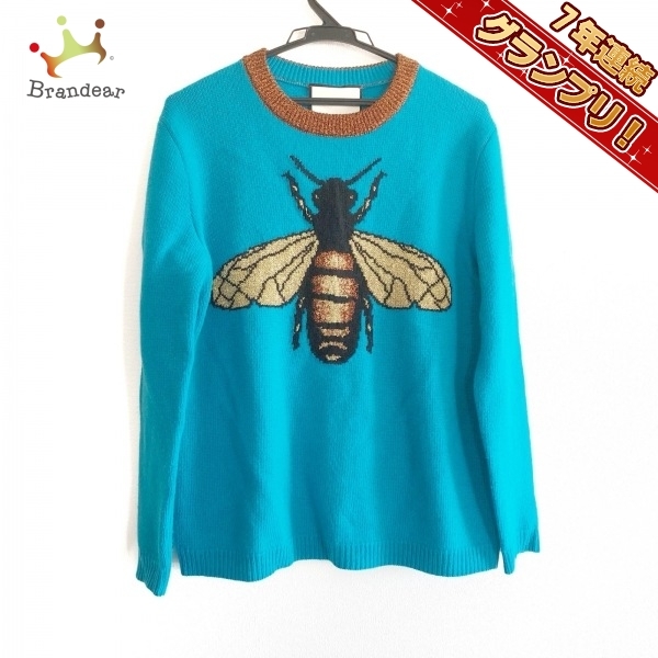 グッチ GUCCI 長袖セーター 503897 - ライトブルー×黒×マルチ レディース トップス