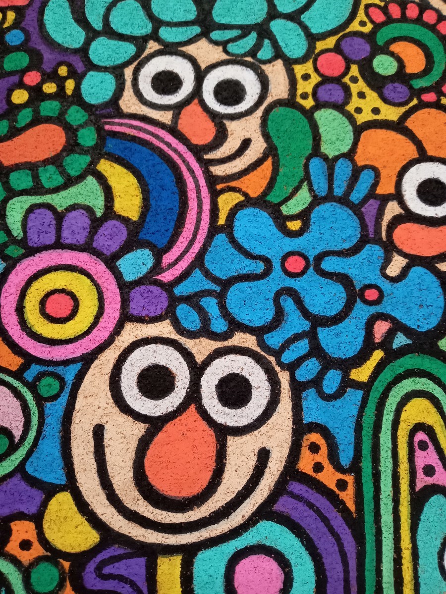 Smile 笑う friends 友達 仲間 楽しい カラフル 真作 肉筆 一点物 原画