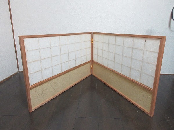 I10917 【 美品 茶道具 杉縁 腰風炉先屏風 両面使い 裏アジロ 網代