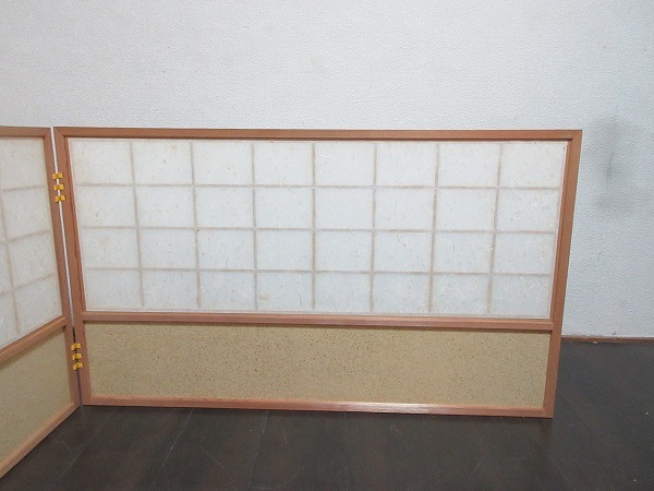 I10917 【 美品 茶道具 杉縁 腰風炉先屏風 両面使い 裏アジロ 網代