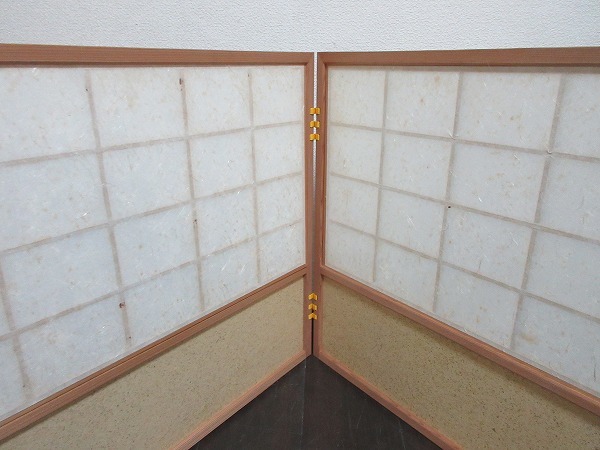 I10917 【 美品 茶道具 杉縁 腰風炉先屏風 両面使い 裏アジロ 網代