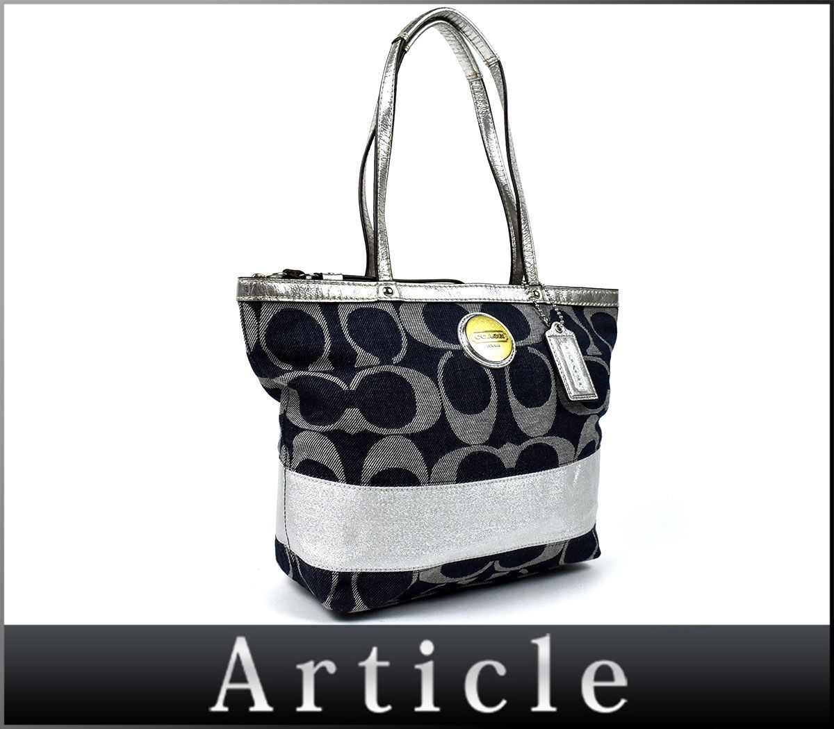 166860〇美品 COACH コーチ シグネチャー ストライプ トートバッグ 