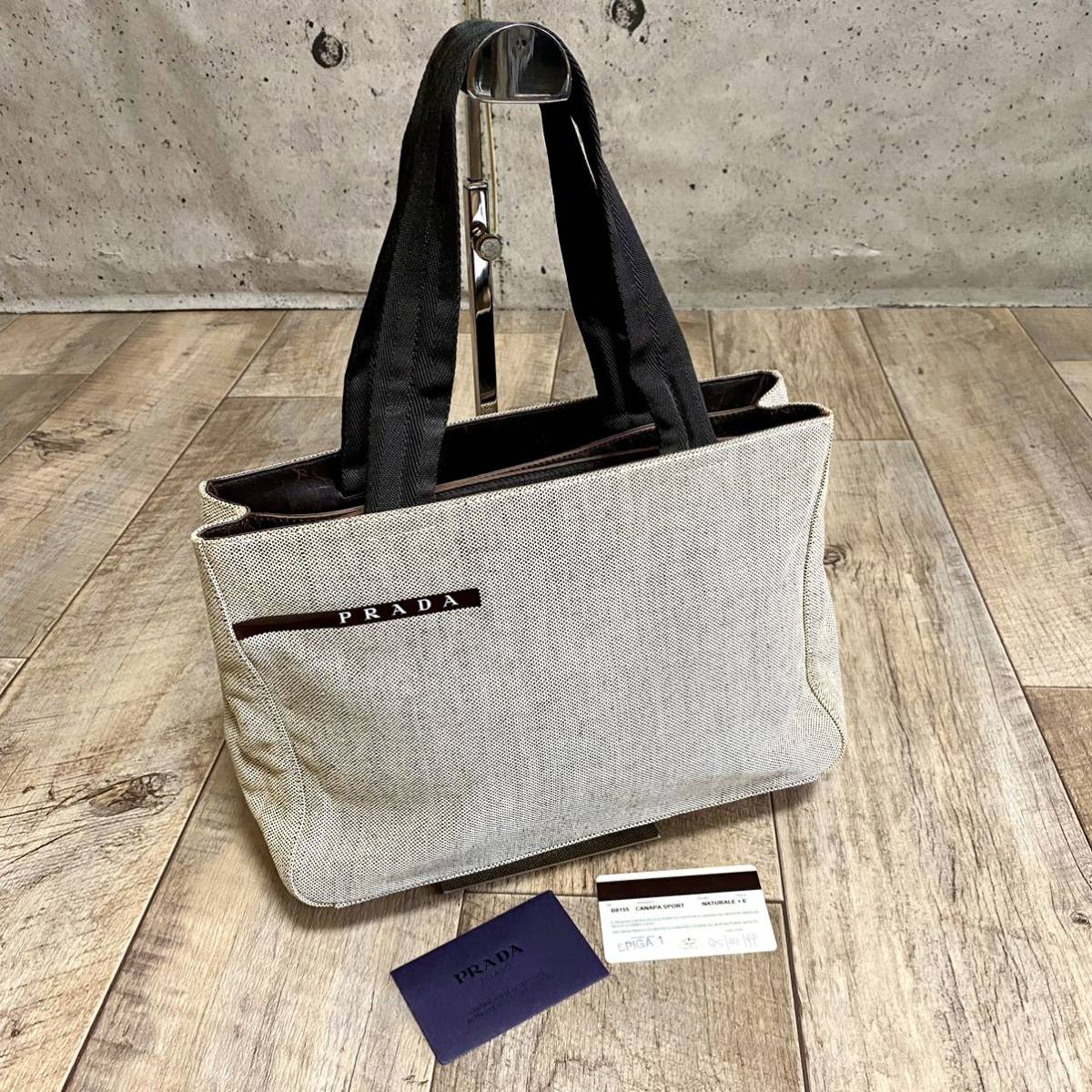 本物☆PRADA プラダ ロゴ カナパスポーツ ミニトートバッグ 