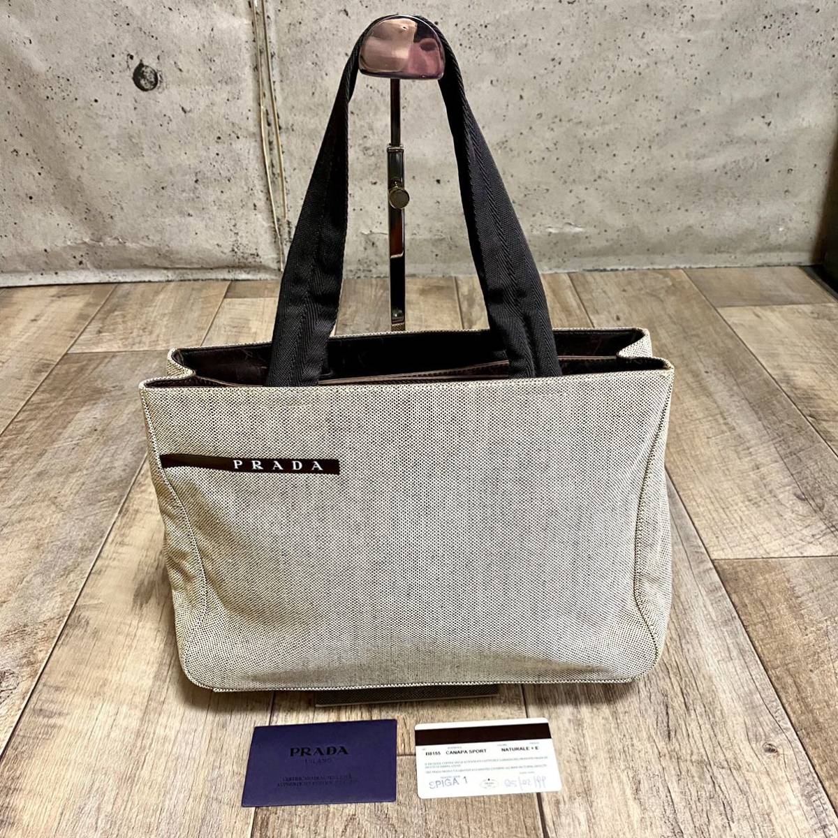 本物☆PRADA プラダ ロゴ カナパスポーツ ミニトートバッグ 