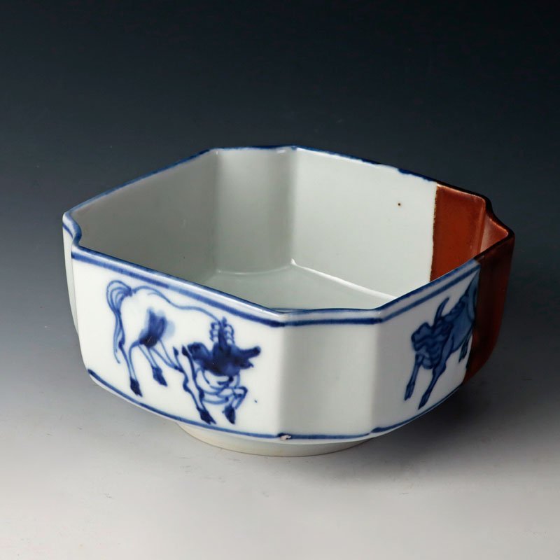 永楽善五郎 染付茶道具 煎茶道具 骨董品 古美味】十二代永楽善五郎(和全) 古染付写 四方入角向付 三客 茶道具
