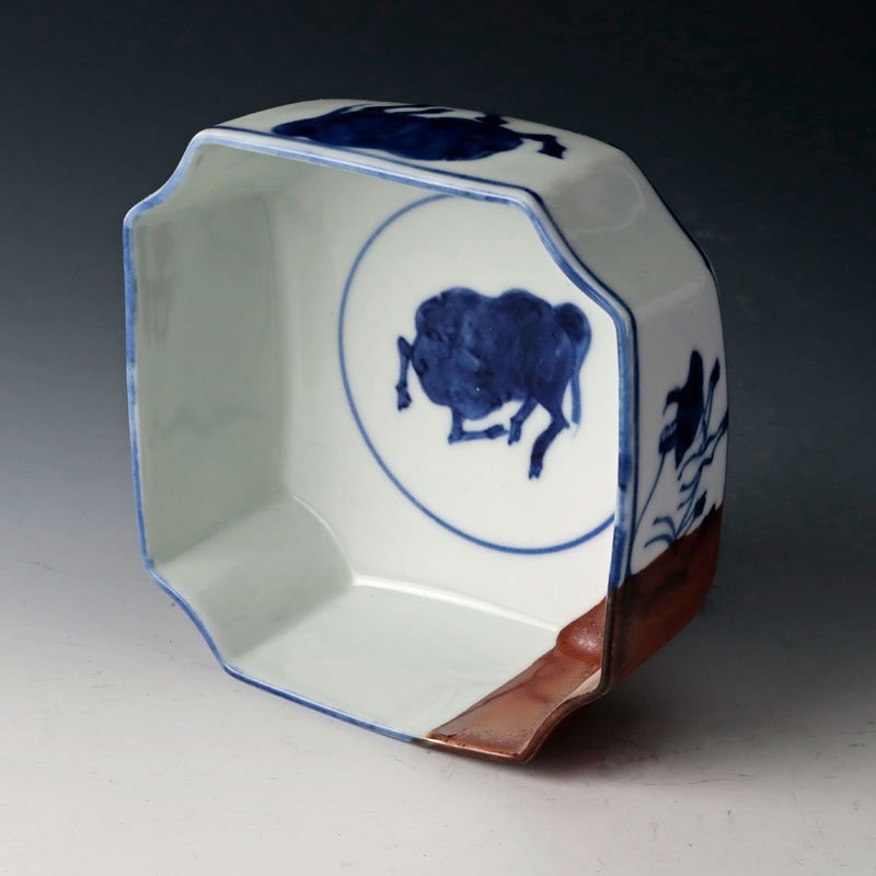 古美味】十二代永楽善五郎(和全) 古染付写 四方入角向付 三客 茶道具