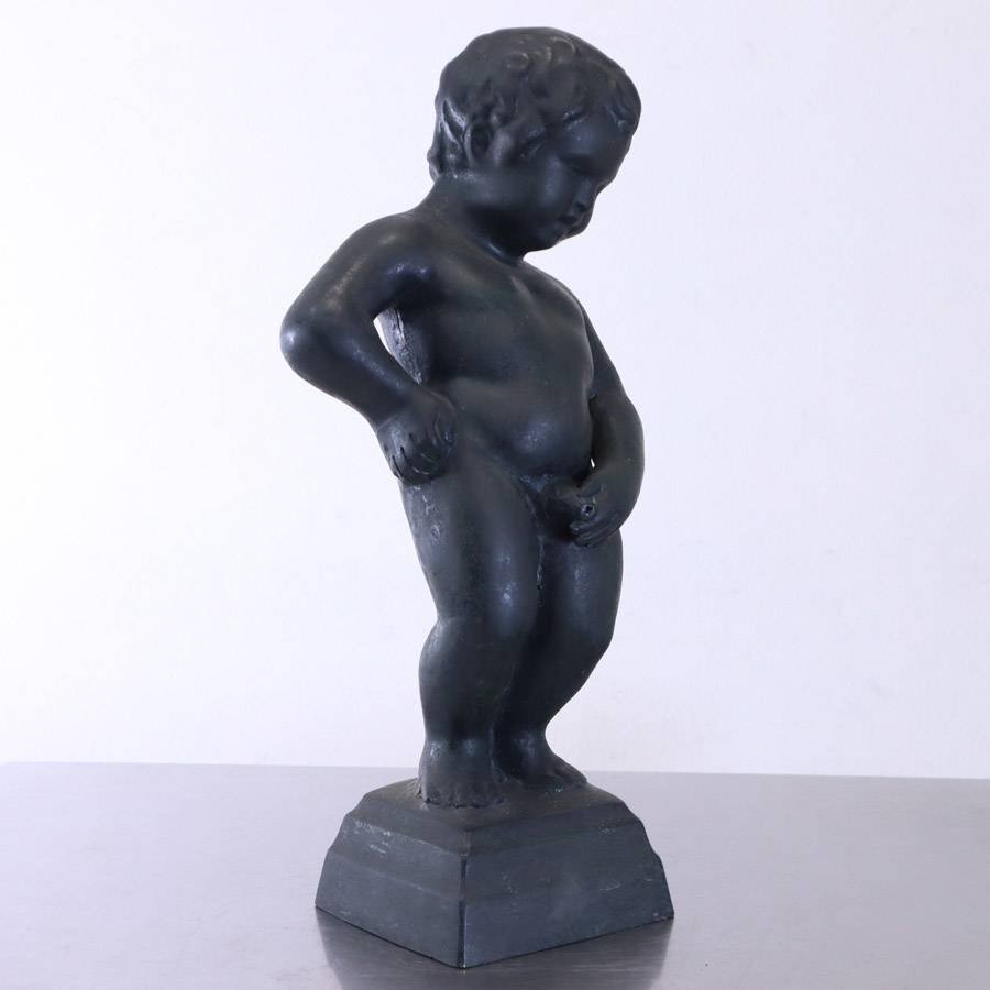 小便小僧 青銅製 オブジェ 高さ43cm 水が出る ブロンズ像 彫像 置物