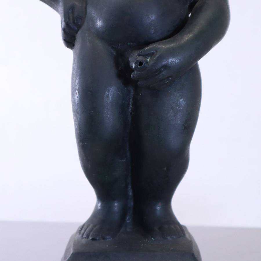 小便小僧 青銅製 オブジェ 高さ43cm 水が出る ブロンズ像 彫像 置物