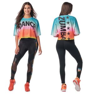 ZUMBA Dance In Color Top ズンバ　メッシュ　カラフル　Tシャツ　カットソー　水色×ピ
