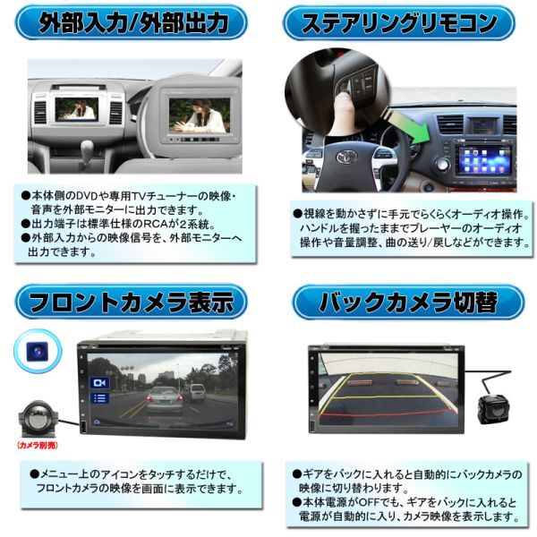 カーナビ2DIN 7インチ AndroidアンドロイドDVD内蔵CPRM対応 ラジオ USB SD Bluetooth電話音楽 HDD WiFi スマホiPhone無線接続外部入出力_6
