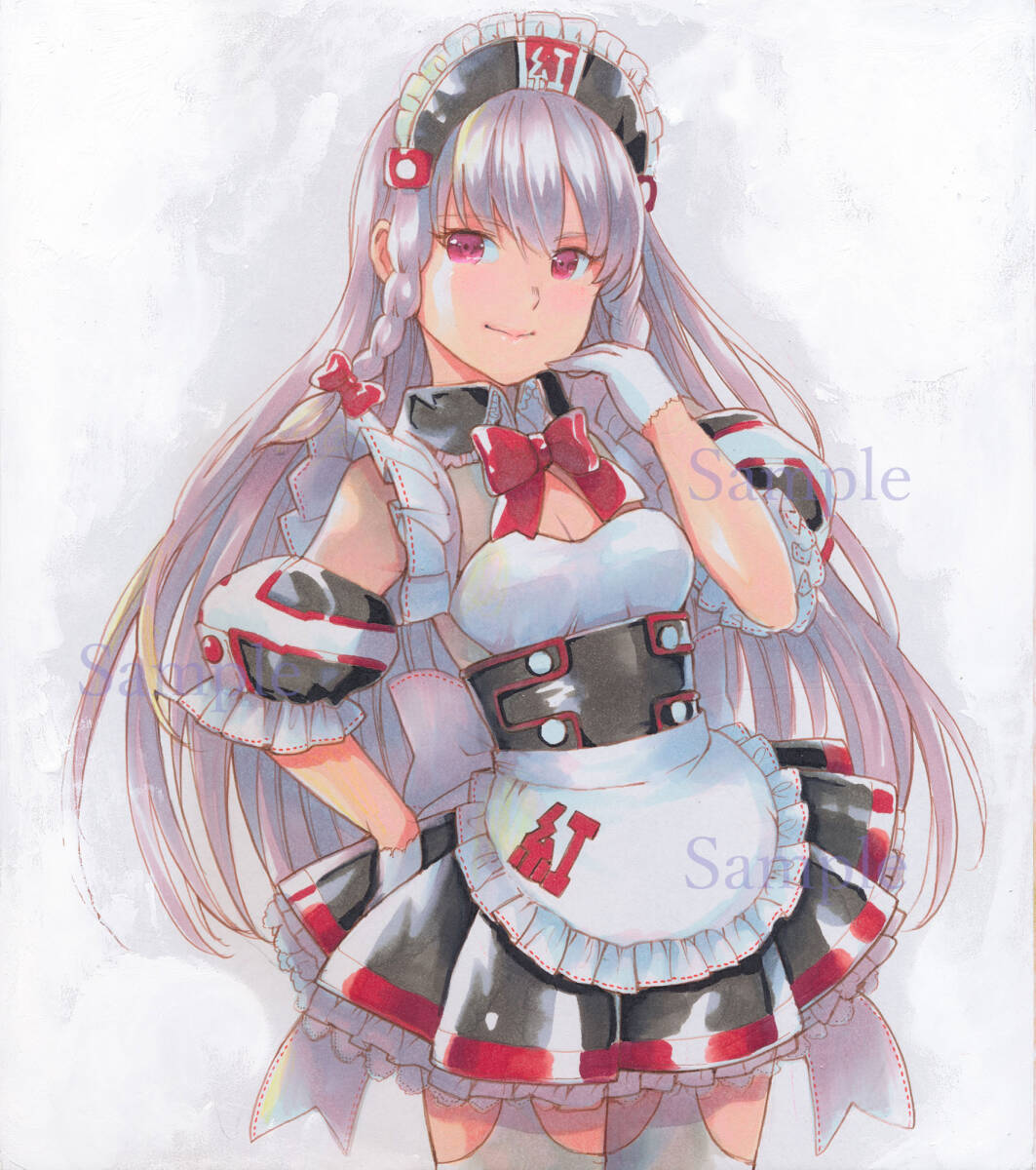 ☆同人手描きイラスト 色紙 原画 十六夜咲夜（オリジナル衣装） 東方