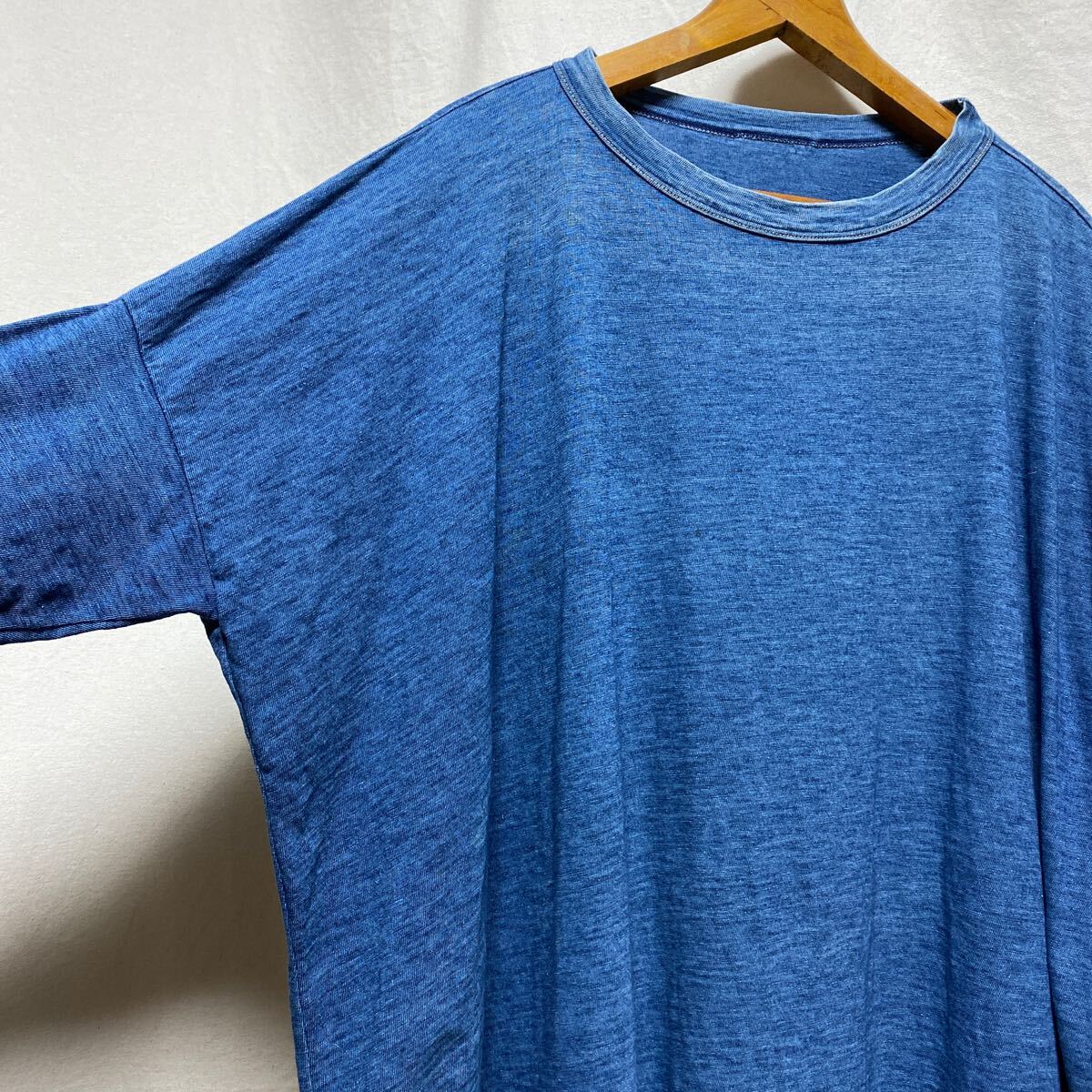 45rpm インディゴ染め ワイドシルエットTシャツ 五分袖 クルーネック