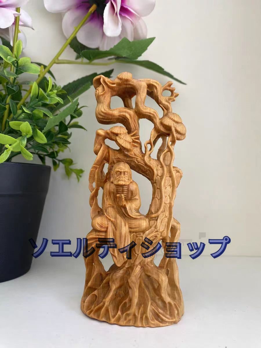 高級天然ツゲ木彫り達磨像 : [華能] 達磨大師立像 新品 神像 新品 達磨大師