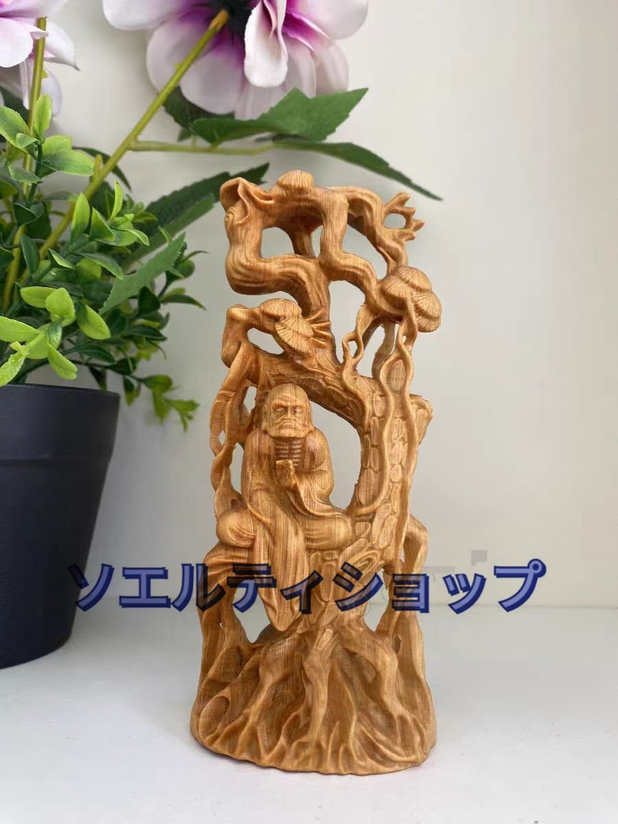 高級天然ツゲ木彫り達磨像 : [華能] 達磨大師立像 新品 神像 新品 達磨大師
