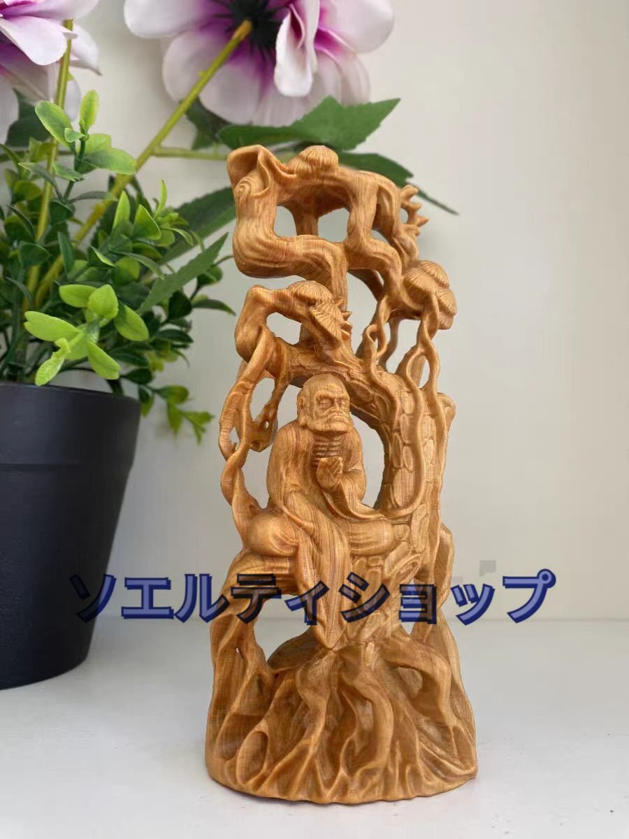 高級天然ツゲ木彫り達磨像 : [華能] 達磨大師立像 新品 神像 新品 達磨大師