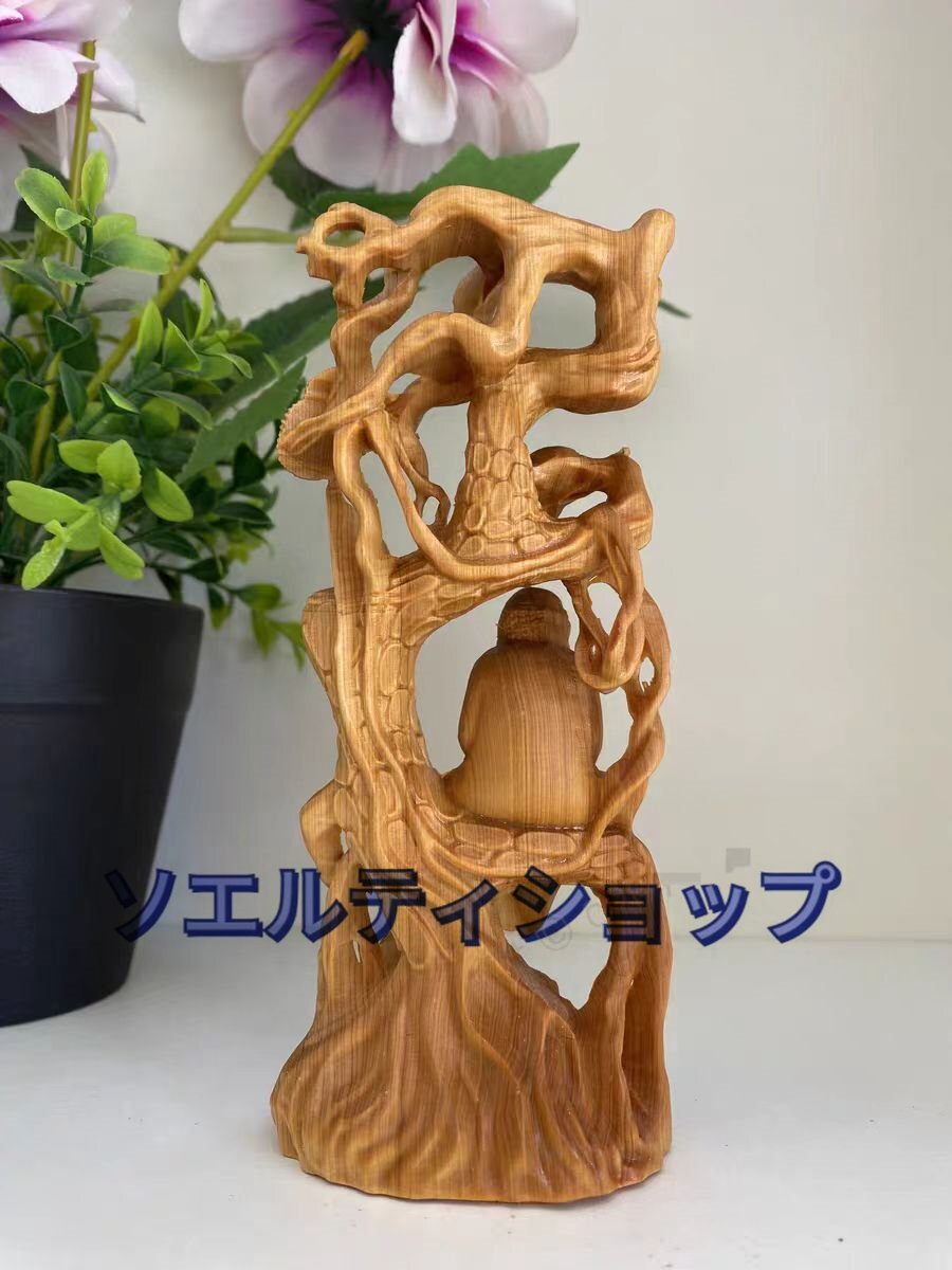 高級天然ツゲ木彫り達磨像 : [華能] 達磨大師立像 新品 神像 新品 達磨大師