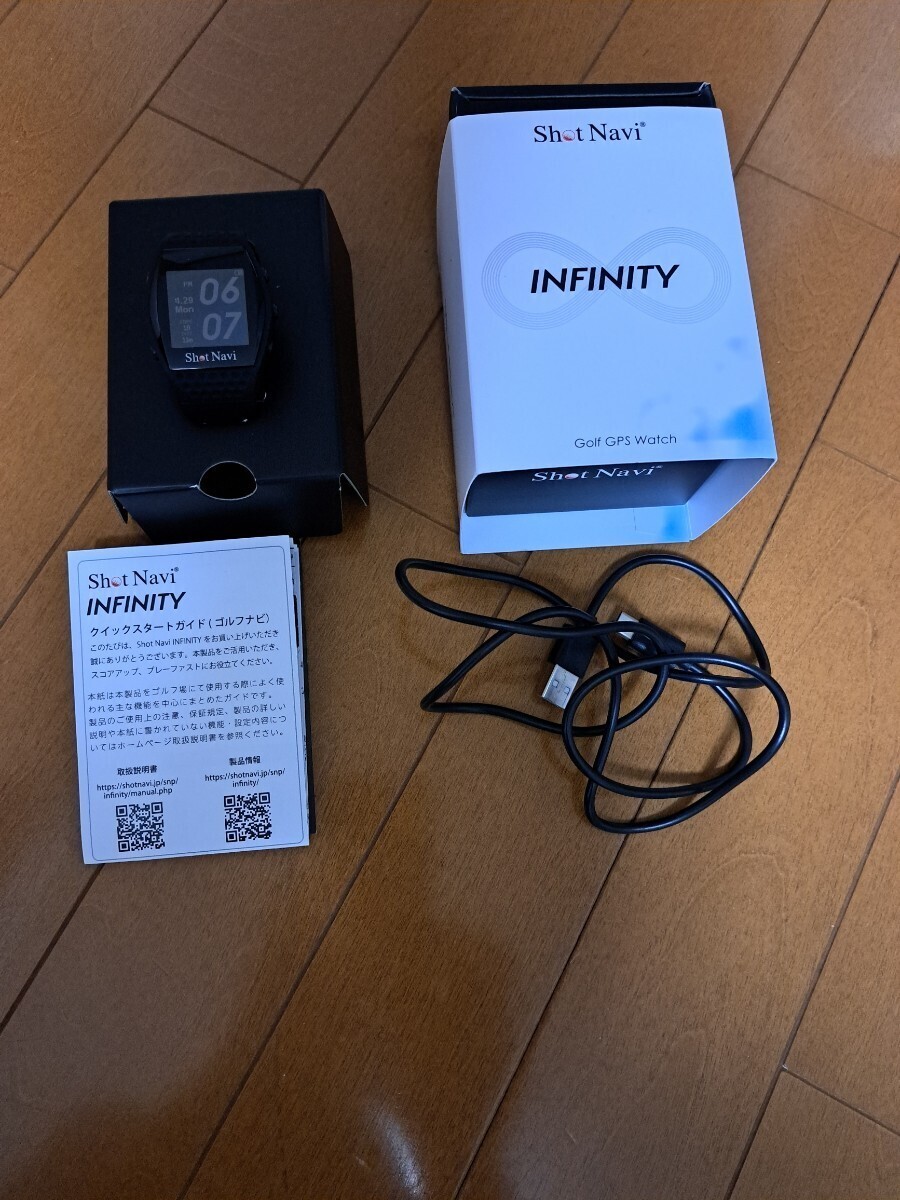 中古ショットナビ インフィニティ GPS ゴルフナビウォッチ 腕時計タイプ ブラック、中古品のためノーリターン、ノークレームでお願いします_1