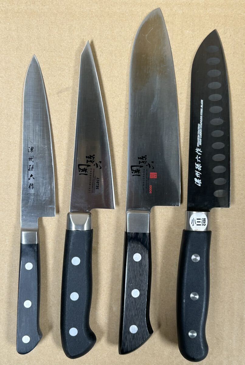 た-5-114】60 関孫六 濃州孫六 包丁 4本 まとめて 中古品 万能包丁 和