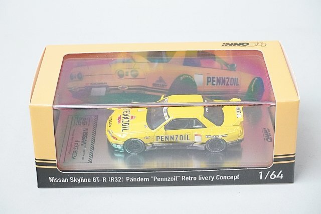 INNO MODELS イノモデル × POP RACE 1/64 日産 スカイライン GT-R R32 PENNZOIL Retro ...