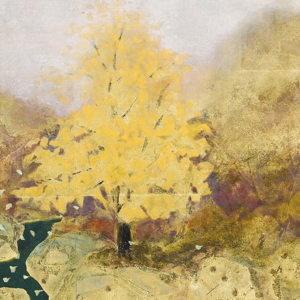 真作】【WISH】平岩洋彦「彩秋」日本画 10号 金箔・金泥仕様 共シール