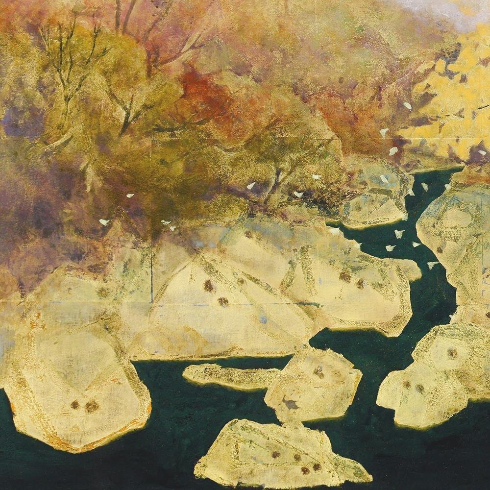 真作】【WISH】平岩洋彦「彩秋」日本画 10号 金箔・金泥仕様 共シール