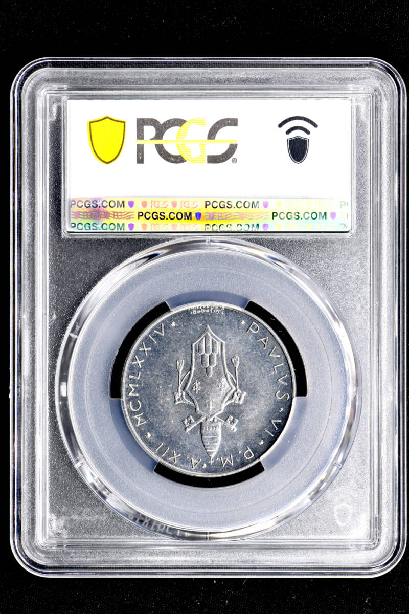 ☆土終 【PCGS MS65 P社準最高鑑定】1974 バチカン 100L 完全未使用