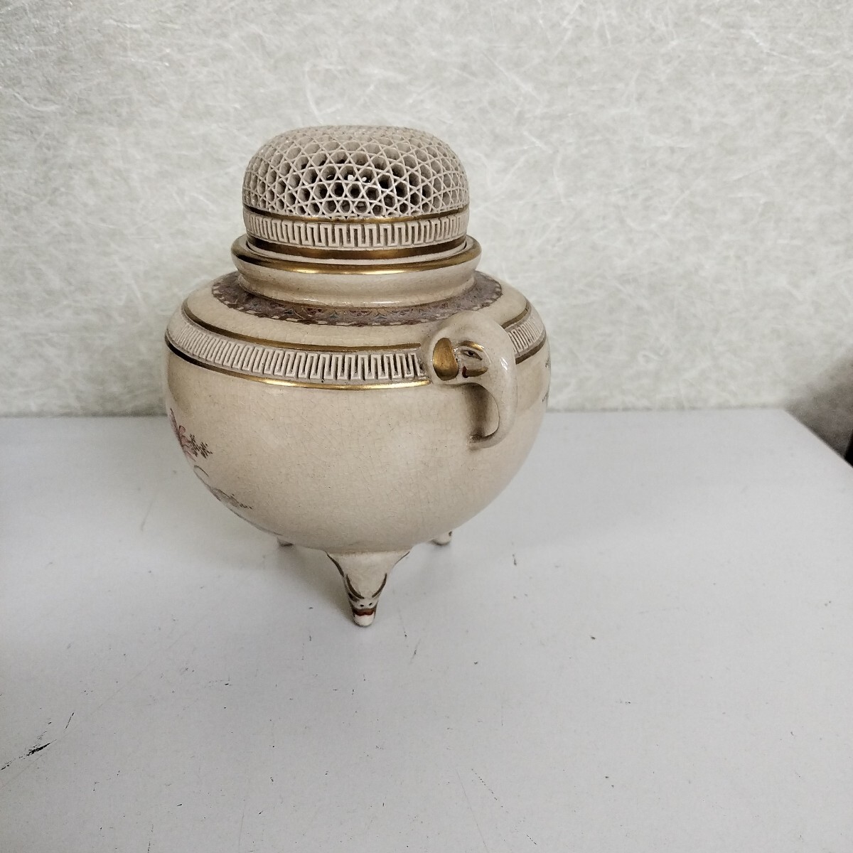 薩摩焼 薩摩 原良窯 茶道具 香炉 光石作 在銘 坂下光石作 薩摩焼 象耳