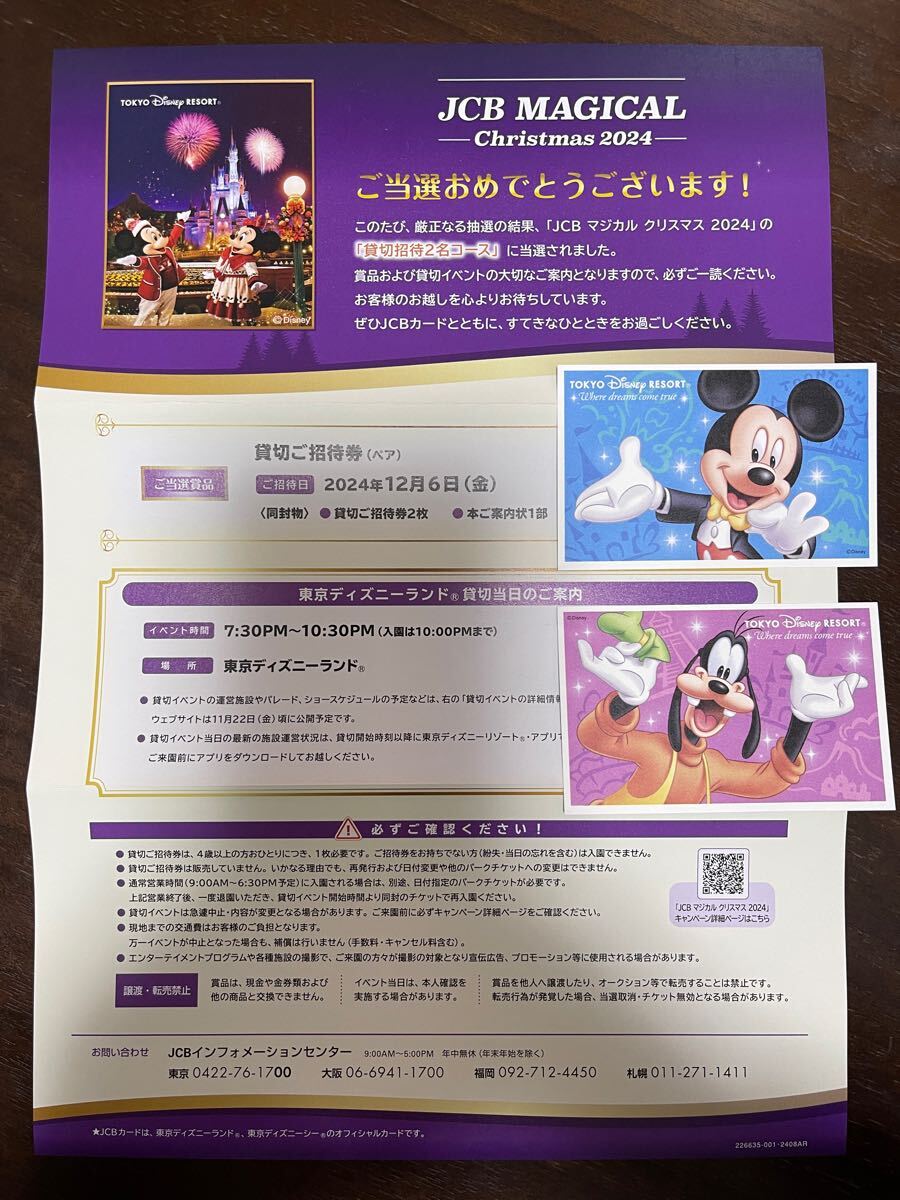 東京ディズニーランド MAGICAL -Christmas 2024- 貸切ご招待券ペア JCB