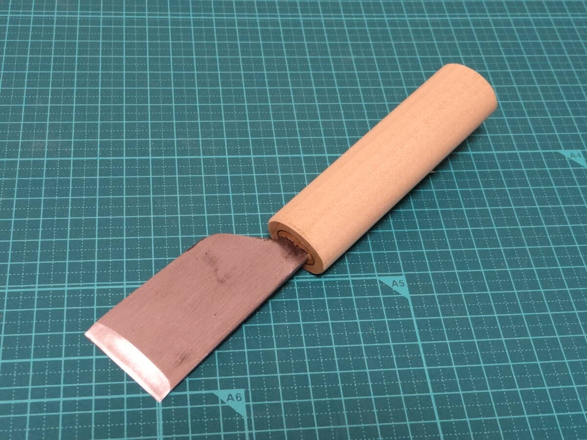 信義　革包丁　青紙スーパー　安来鋼　加賀谷刃物製作所　火造り 職人用 手縫い　革 ハンドメイド　レザークラフト_2