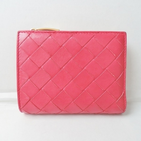 BOTTEGAVENETA ボッテガヴェネタ　折り財布　イントレチャート　ピンク ボッテガヴェネタ BOTTEGA VENETA 2つ折り財布/ミニ/コンパクト マキシ
