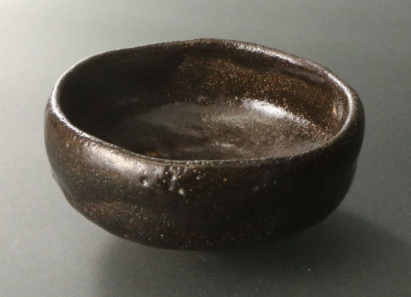 委託HK◇樂了入 黒平茶碗 共箱 ※仕覆添え（茶道具 陶磁器 陶芸 京焼