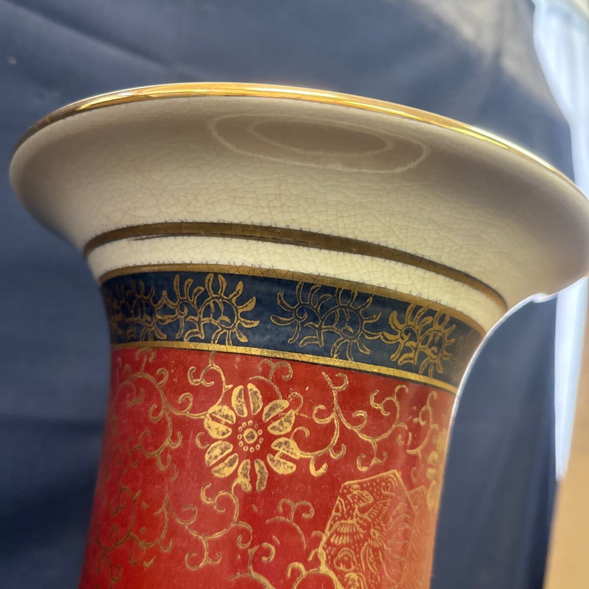 ◇中古 大型 壺 高さ約60cm 九谷焼 金彩 花鳥 山水 陶器 骨董 美術 ◇中古 大型 壺 高さ約60cm 九谷焼 金彩 花鳥 山水 陶器 骨董 美術