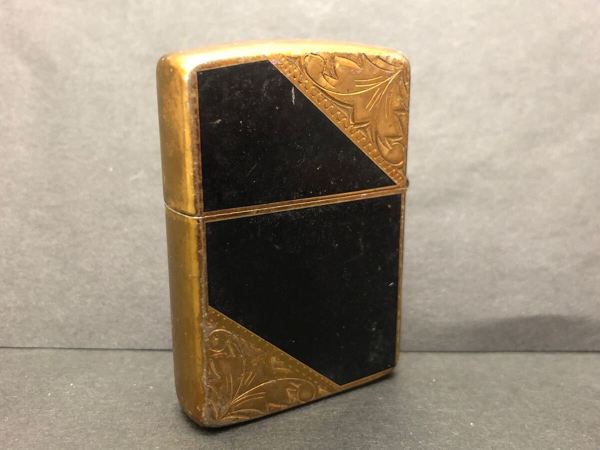 ヴィンテージ ZIPPO ジッポー ゴールド×ブラック 1989年2月