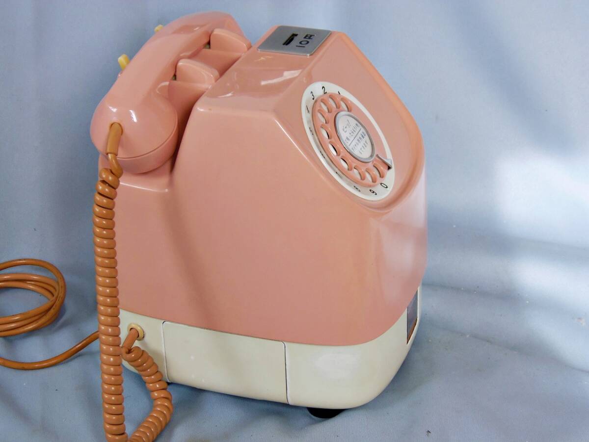 昭和レトロ クラシックピンク電話 木製 電話機 古民家 鍵あり なつかしい かわいい ダイヤル 公衆電話 ピンク電話 昭和 古い レトロ