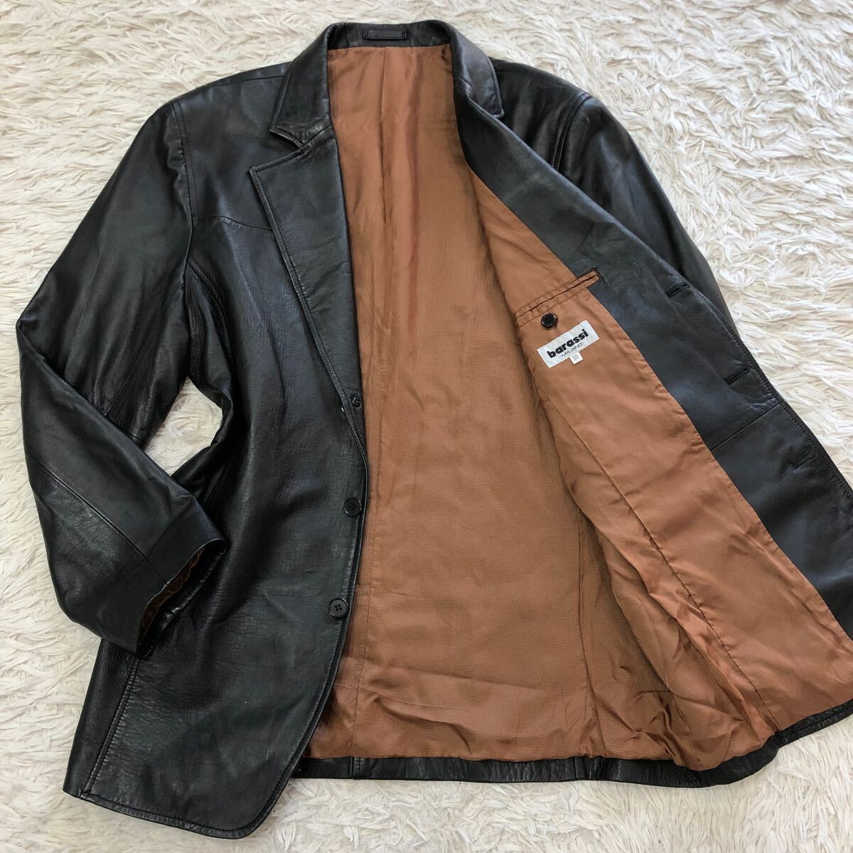 超希少XL！バラシ【トロトロの肌触り】barassi レザー テーラード 