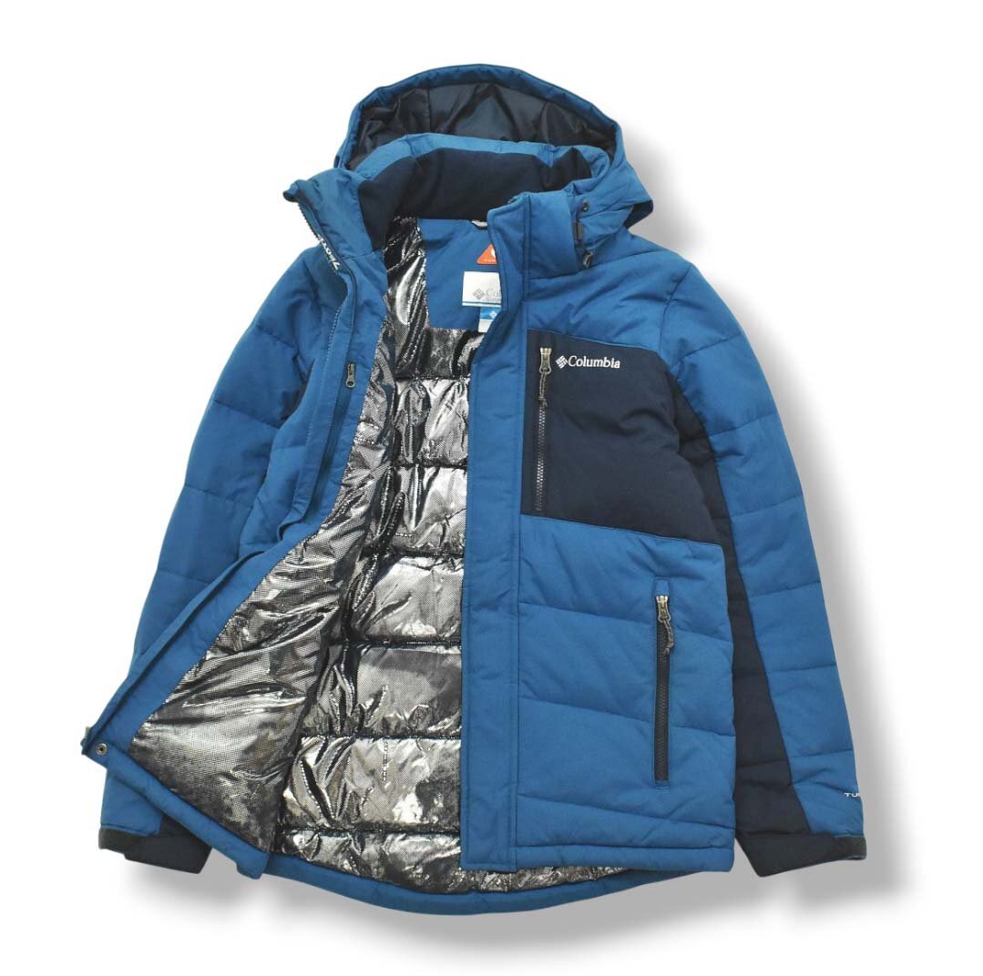 ★コロンビア COLUMBIA オムニヒート ターボ ダウン ジャケット パーカー S ライトブルー ネイビー メンズ アウトドア ナイロン アウター★_1