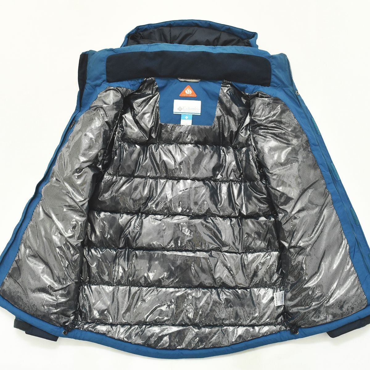 ★コロンビア COLUMBIA オムニヒート ターボ ダウン ジャケット パーカー S ライトブルー ネイビー メンズ アウトドア ナイロン アウター★_4
